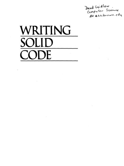 Writing Solid Code